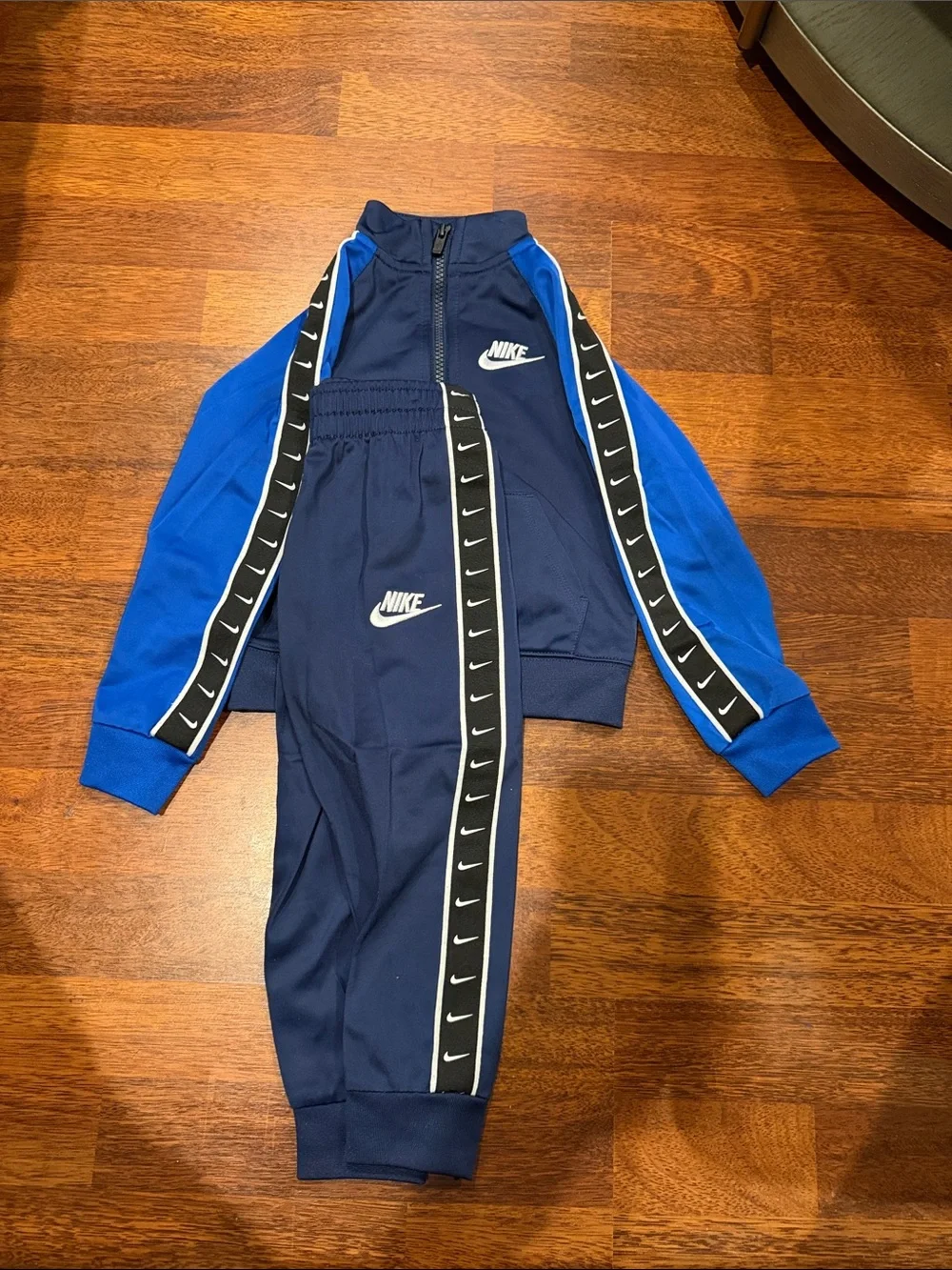 Nike Navy and Royal Blue Kids Track Jacket & Pants Set